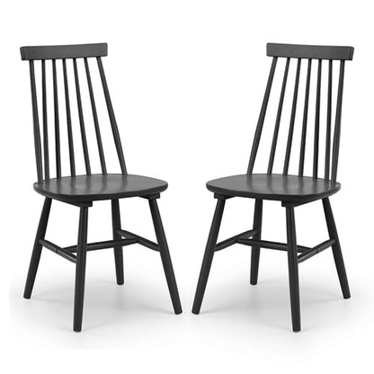 Alassio Black Wooden Spindle Back Dining Chairs In Pair