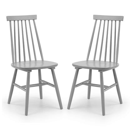Alassio Grey Wooden Spindle Back Dining Chair In Pair