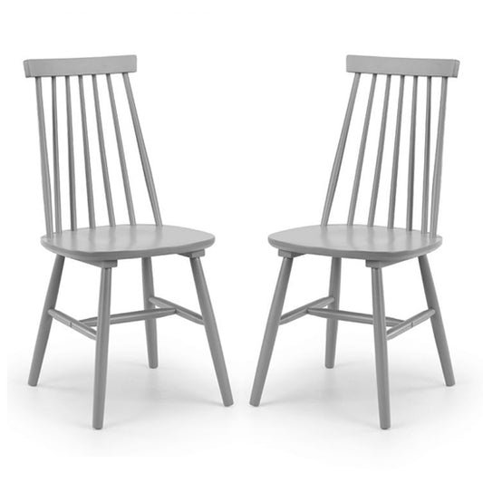 Alassio Grey Wooden Spindle Back Dining Chair In Pair