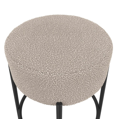 Anais Boucle Fabric Counter Stool In Buff With Black Metal Legs