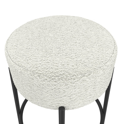 Anais Boucle Fabric Counter Stool In Ivory With Black Metal Legs