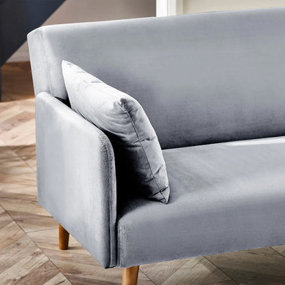 Andi Fabric Sofa Bed In Grey With Pale Wood-Effect Legs