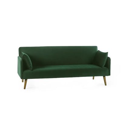 Andi Fabric Sofa Bed In Green With Pale Wood-Effect Legs