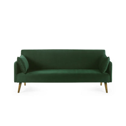 Andi Fabric Sofa Bed In Green With Pale Wood-Effect Legs
