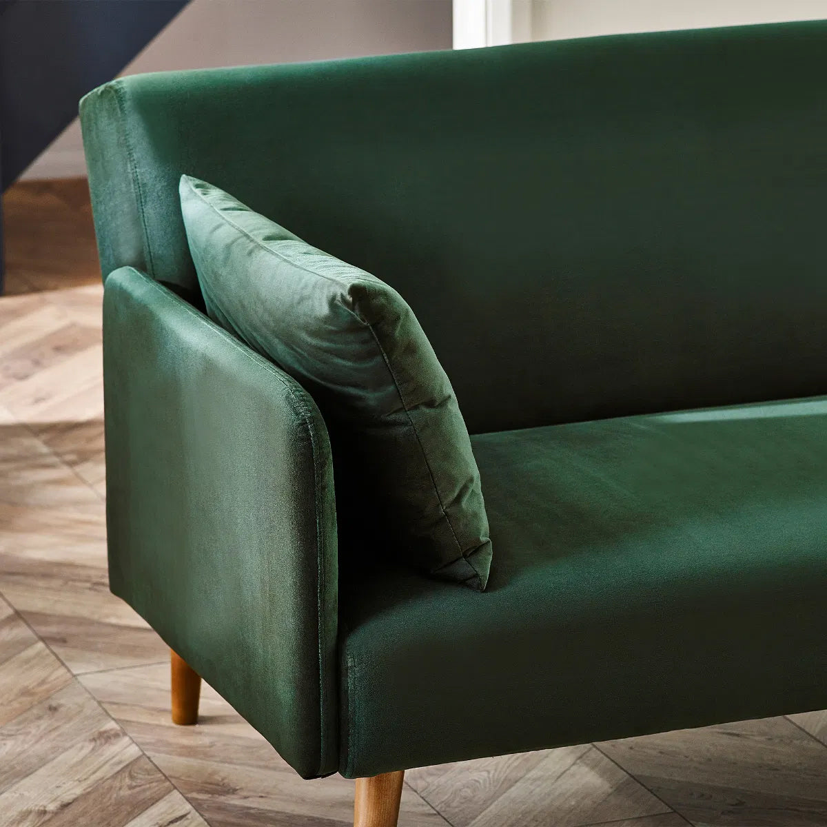 Andi Fabric Sofa Bed In Green With Pale Wood-Effect Legs