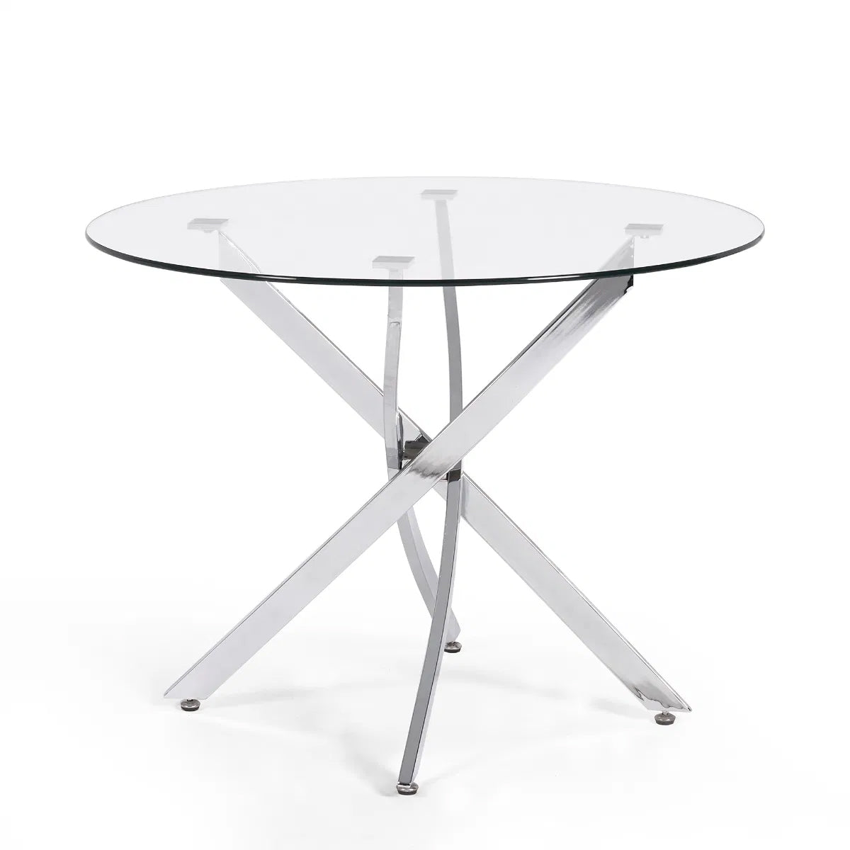 Anderson Round Glass Dining Table With Chrome Metal Base
