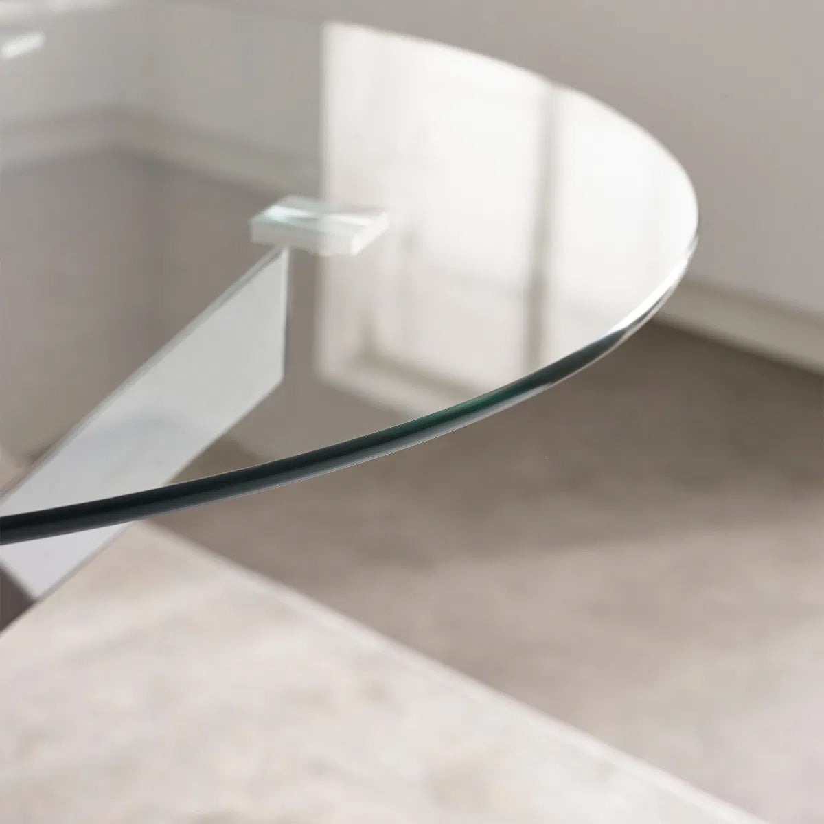 Anderson Round Glass Dining Table With Chrome Metal Base