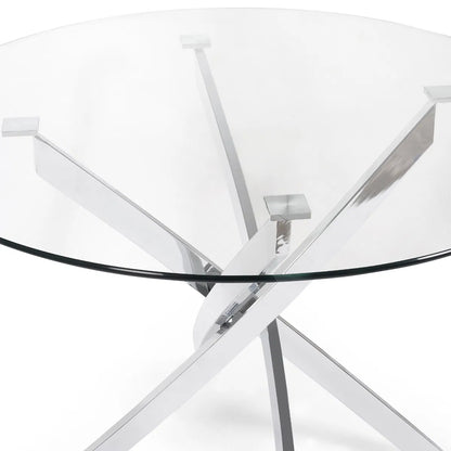 Anderson Round Glass Dining Table With Chrome Metal Base