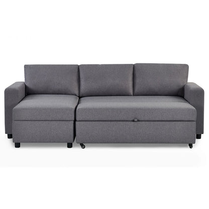 Angel Linen Fabric Sofabed With Storage In Light Grey