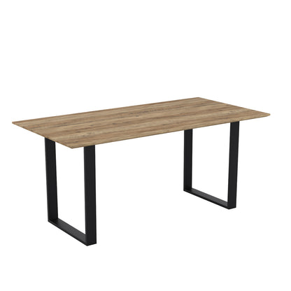 Antibes Wooden Dining Table In Russet With Black U-Shaped Metal legs