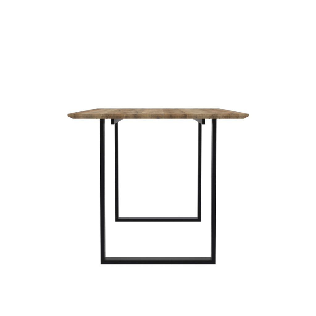 Antibes Wooden Dining Table In Russet With Black U-Shaped Metal legs