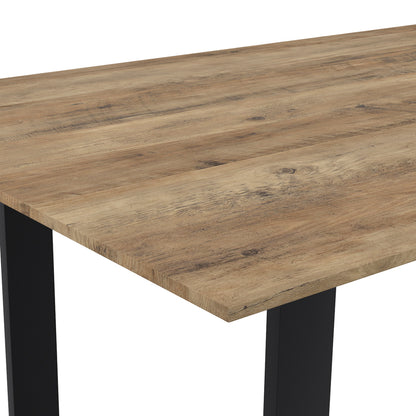 Antibes Wooden Dining Table In Russet With Black U-Shaped Metal legs