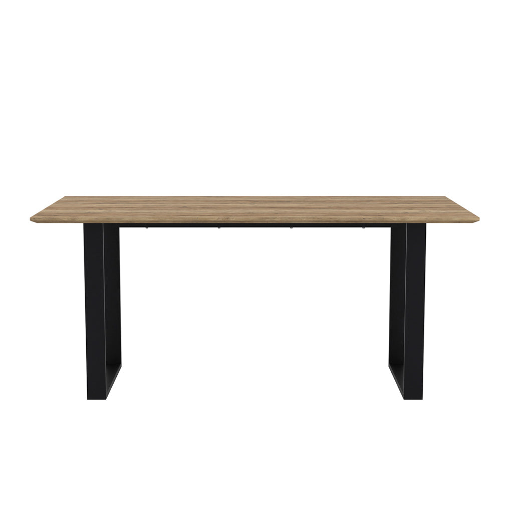 Antibes Wooden Dining Table In Russet With Black U-Shaped Metal legs