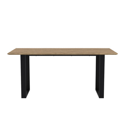 Antibes Wooden Dining Table In Russet With Black U-Shaped Metal legs