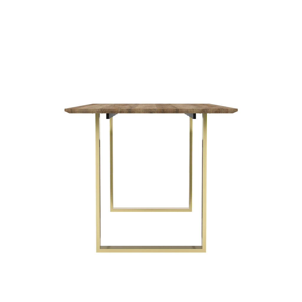 Antibes Wooden Dining Table In Russet With Gold U-Shaped Metal legs