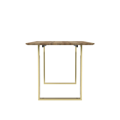 Antibes Wooden Dining Table In Russet With Gold U-Shaped Metal legs