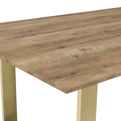 Antibes Wooden Dining Table In Russet With Gold U-Shaped Metal legs