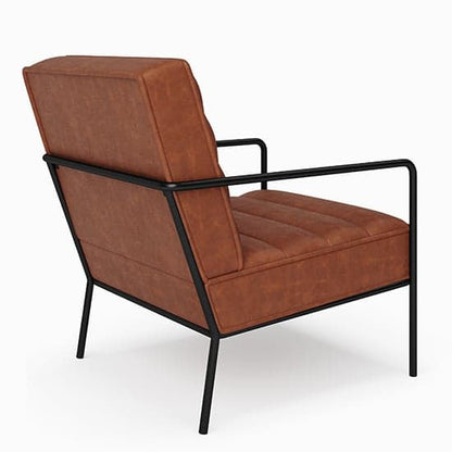 Bookham Faux Leather Accent Chair In Rust With Black Metal Legs