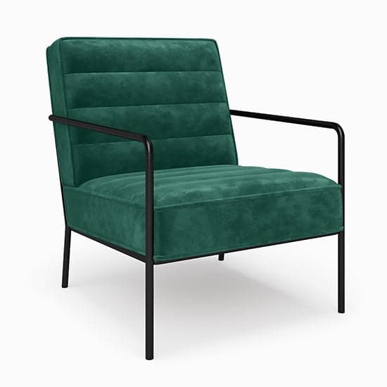 Bookham Plush Velvet Accent Chair In Green With Black Metal Legs