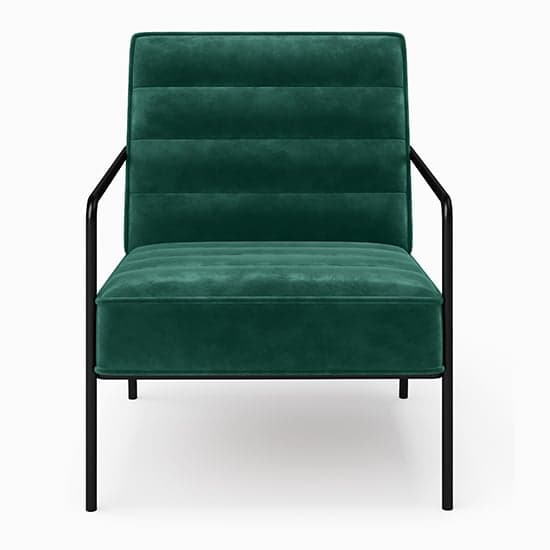 Bookham Plush Velvet Accent Chair In Green With Black Metal Legs