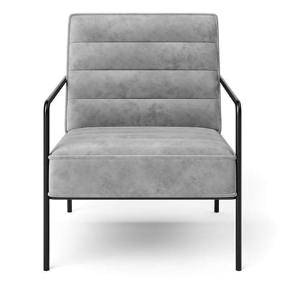 Bookham Plush Velvet Accent Chair In Grey With Black Metal Legs