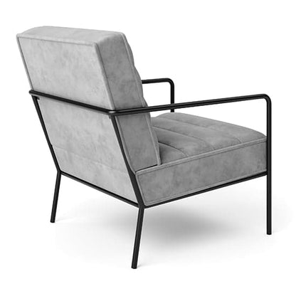 Bookham Plush Velvet Accent Chair In Grey With Black Metal Legs