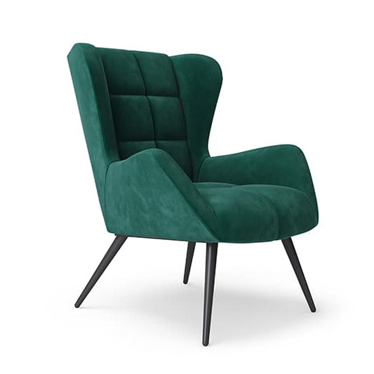 Dalton Velvet Accent Chair In Green With Black Legs