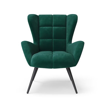 Dalton Velvet Accent Chair In Green With Black Legs