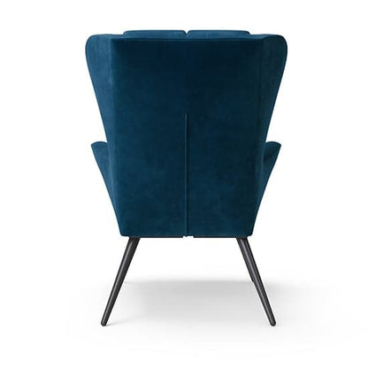 Dalton Velvet Accent Chair In Blue With Black Legs