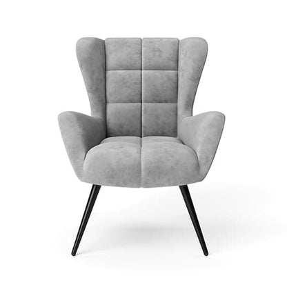 Dalton Velvet Accent Chair In Grey With Black Legs