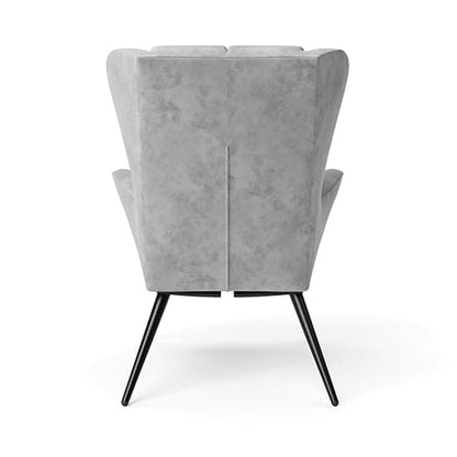 Dalton Velvet Accent Chair In Grey With Black Legs