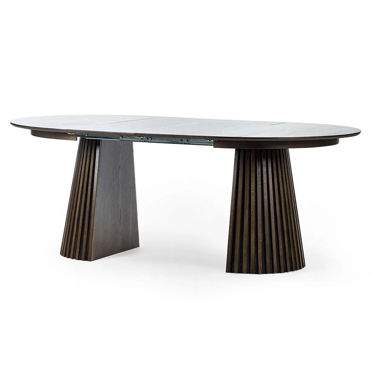 Arya Extending Round Wooden Dining Table In Rich Dark Oak Effect