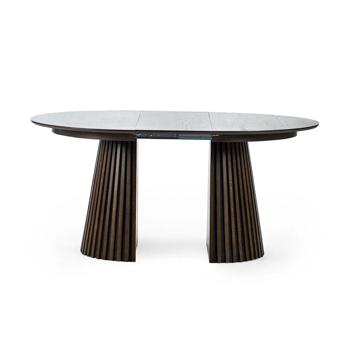 Arya Extending Round Wooden Dining Table In Rich Dark Oak Effect