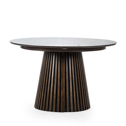 Arya Extending Round Wooden Dining Table In Rich Dark Oak Effect