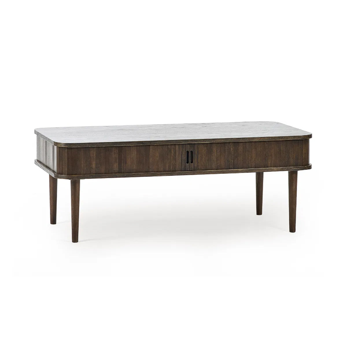 Arya Wooden Coffee Table With 2 Sliding Doors In Rich Dark Oak Effect