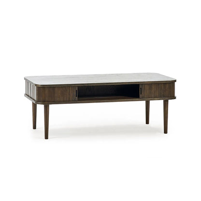 Arya Wooden Coffee Table With 2 Sliding Doors In Rich Dark Oak Effect