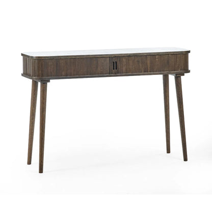Arya Wooden Console Table With 2 Sliding Doors In Rich Dark Oak Effect