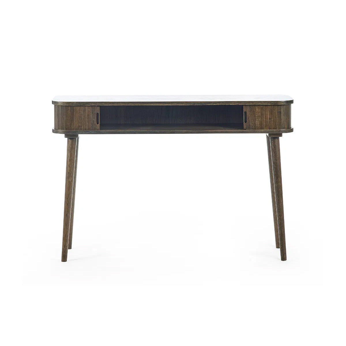 Arya Wooden Console Table With 2 Sliding Doors In Rich Dark Oak Effect