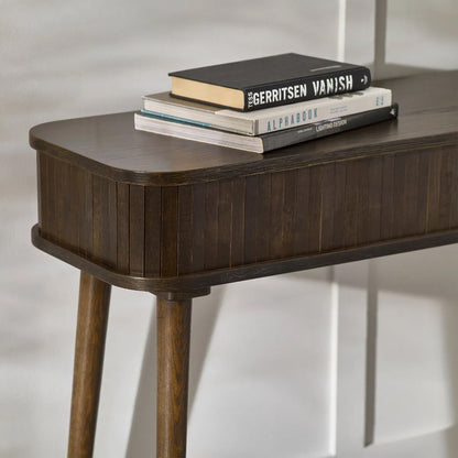 Arya Wooden Console Table With 2 Sliding Doors In Rich Dark Oak Effect
