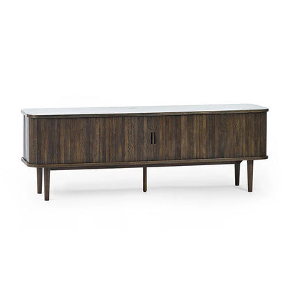 Arya Wooden TV Stand With 2 Sliding Doors In Rich Dark Oak Effect