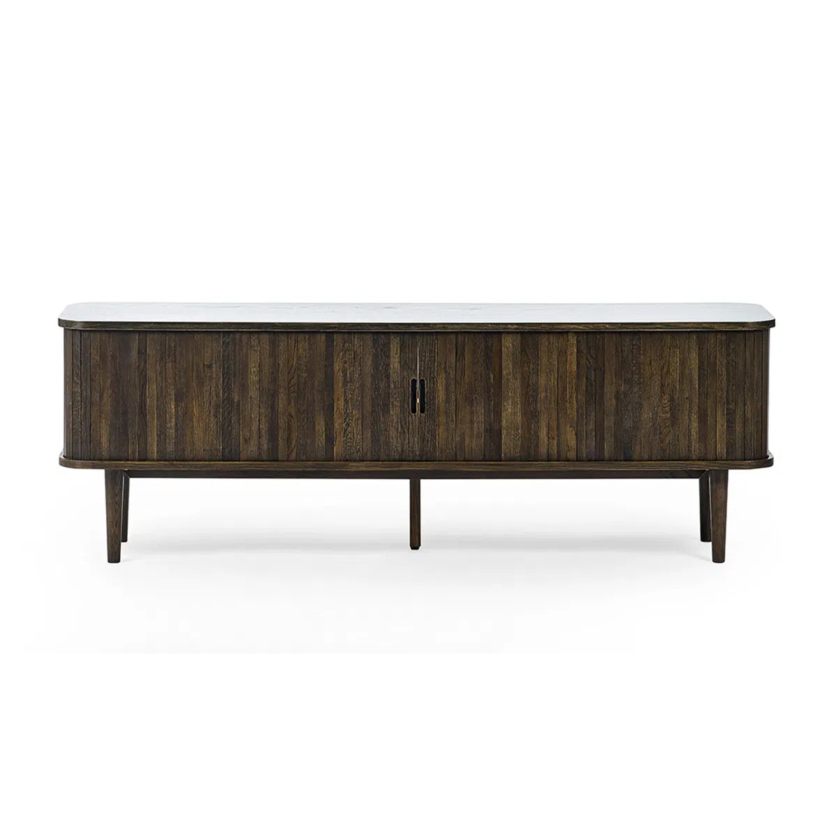 Arya Wooden TV Stand With 2 Sliding Doors In Rich Dark Oak Effect