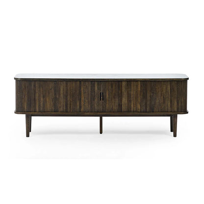 Arya Wooden TV Stand With 2 Sliding Doors In Rich Dark Oak Effect