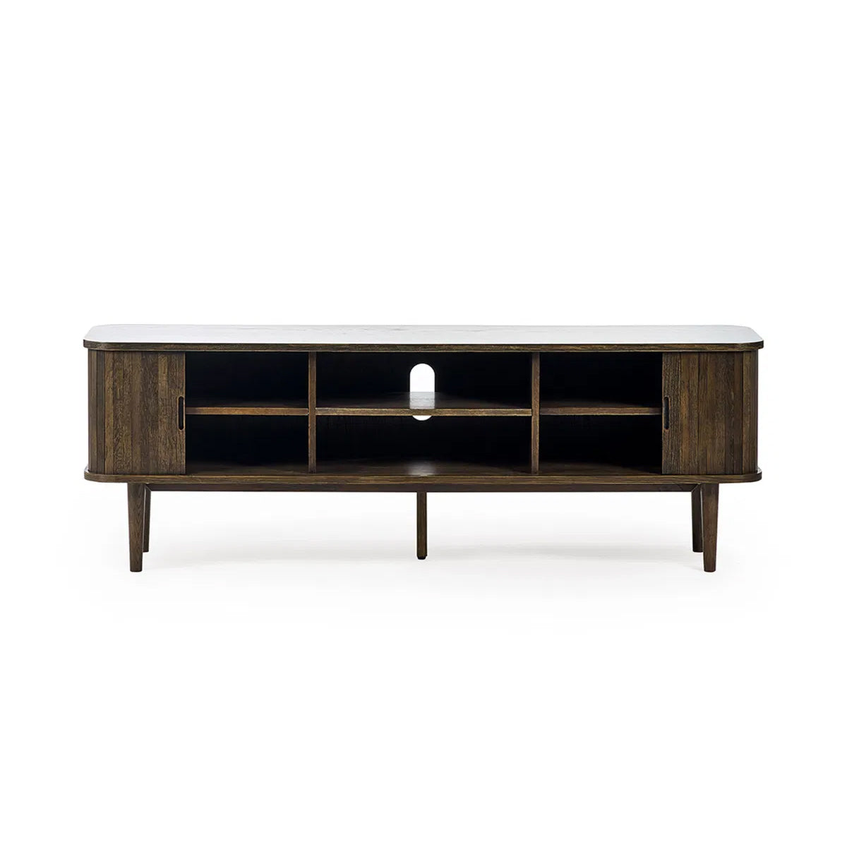 Arya Wooden TV Stand With 2 Sliding Doors In Rich Dark Oak Effect
