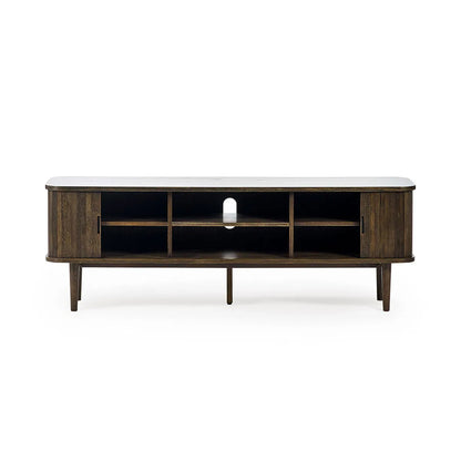 Arya Wooden TV Stand With 2 Sliding Doors In Rich Dark Oak Effect