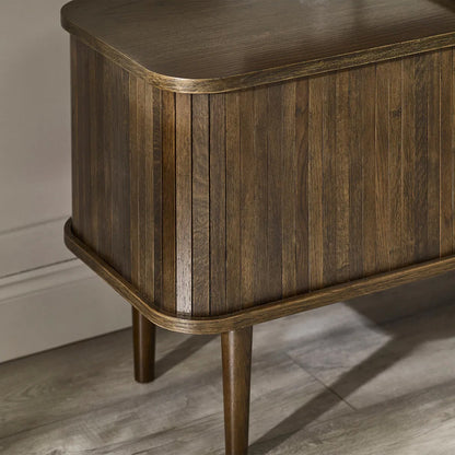 Arya Wooden TV Stand With 2 Sliding Doors In Rich Dark Oak Effect