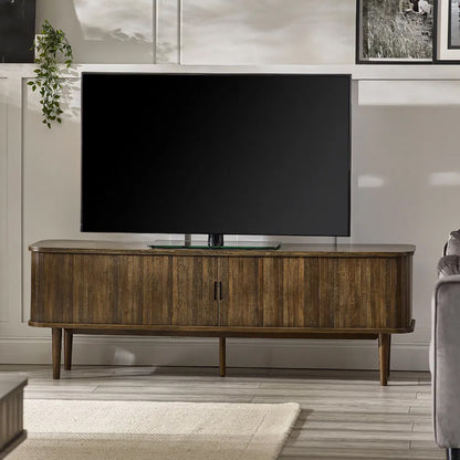 Arya Wooden TV Stand With 2 Sliding Doors In Rich Dark Oak Effect