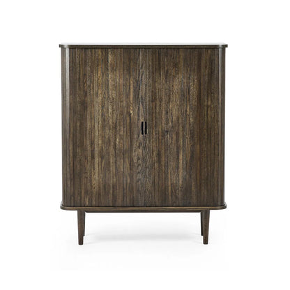 Arya Wooden Wine Cabinet With 2 Sliding Doors In Rich Dark Oak Effect