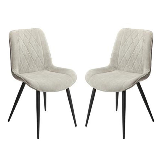 Aspen Diamond Stitch Light Grey Cord Fabric Dining Chairs In Pair