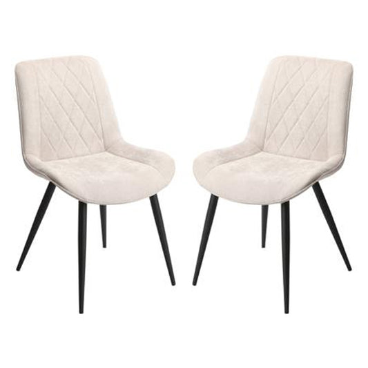 Aspen Diamond Stitch Natural Fabric Dining Chairs In Pair