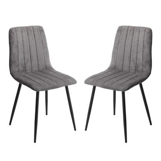 Aspen Straight Stitch Grey Fabric Dining Chairs In Pair